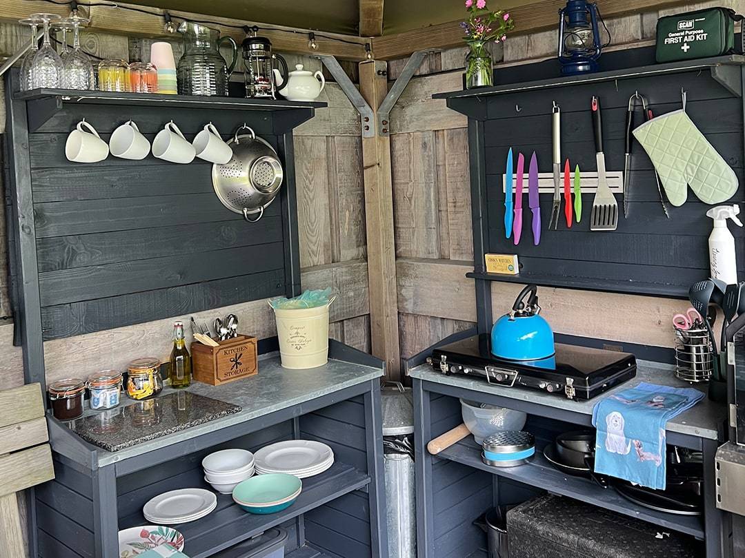 Kernow Bears Glamping Outside kitchen area