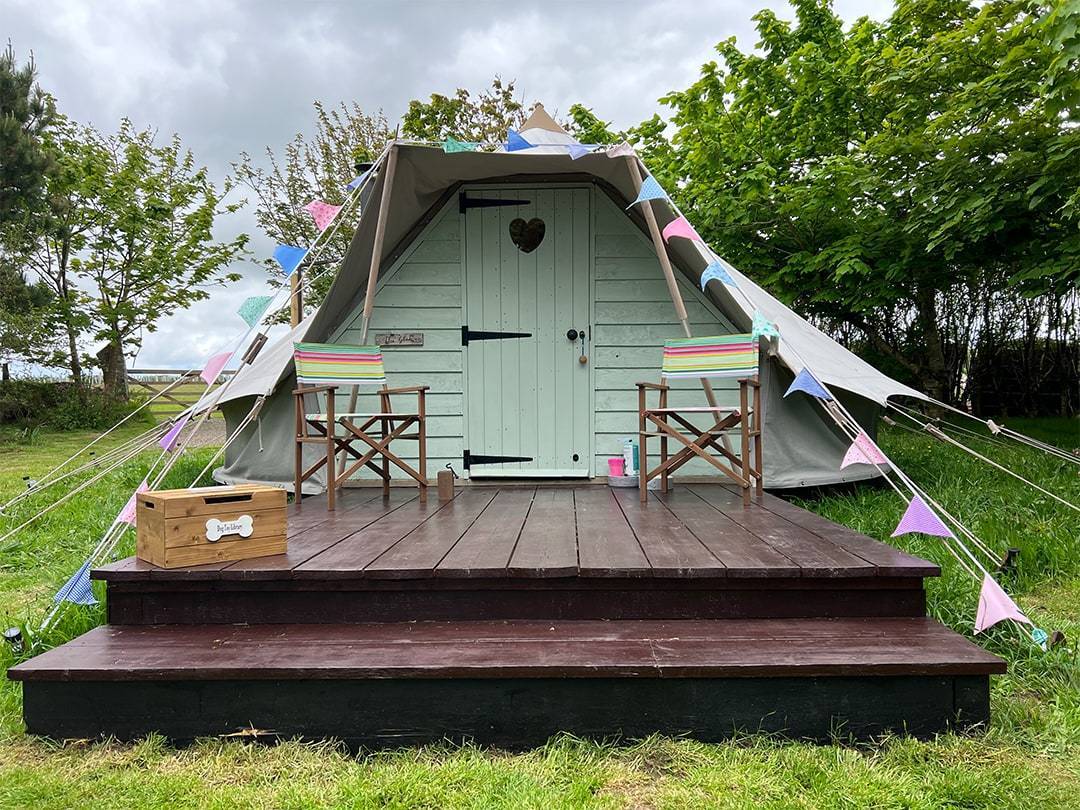 Kernow Bears Glamping vieww of a Bell tent